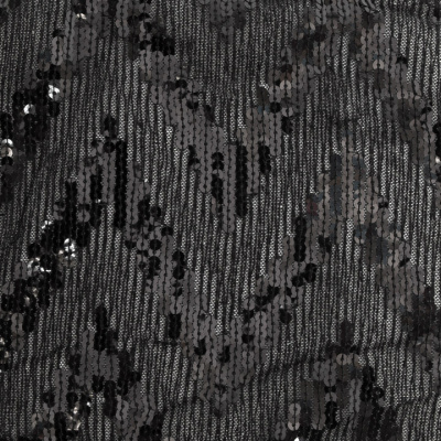 Трикотажное полотно с пайетками, шир.130 см, #311-бахрома чёрная - купить в Астрахани. Цена 1 183.35 руб.