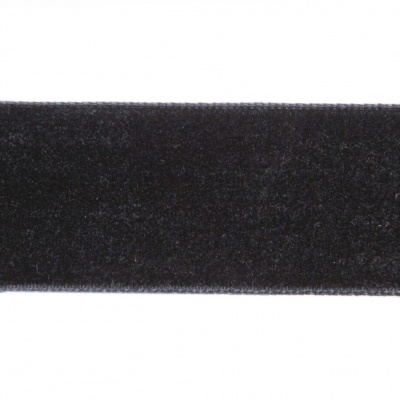 Лента бархатная нейлон, шир.25 мм, (упак. 45,7м), цв.03-черный - купить в Астрахани. Цена: 800.84 руб.