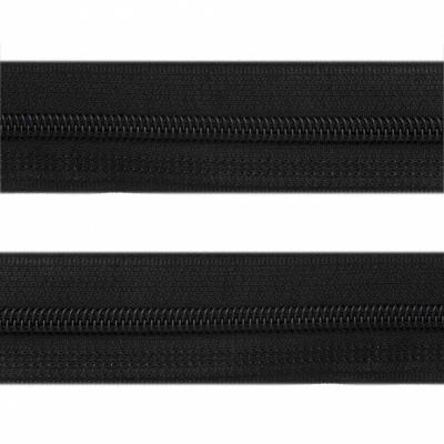 Рулонная молния с покрытием PVC спираль тип 3 (упак.270м) -черная с полосой СВО - купить в Астрахани. Цена: 12.74 руб.