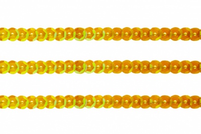 Пайетки "ОмТекс" на нитях, CREAM, 6 мм С / упак.73+/-1м, цв. 92 - золото - купить в Астрахани. Цена: 484.77 руб.
