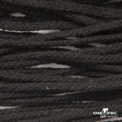 Шнур плетеный d-6 мм круглый, 70% хлопок 30% полиэстер, уп.90+/-1 м, цв.1078-черный - купить в Астрахани. Цена: 588 руб.