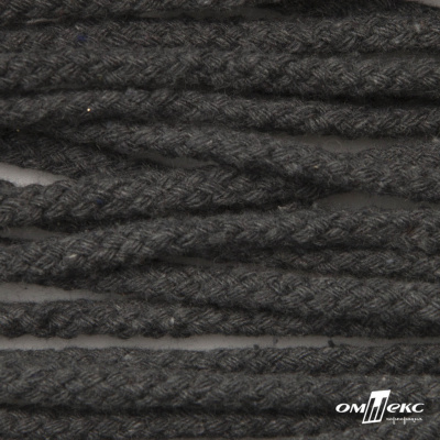 Шнур плетеный d-6 мм круглый, 70% хлопок 30% полиэстер, уп.90+/-1 м, цв.1088-т.серый - купить в Астрахани. Цена: 588 руб.