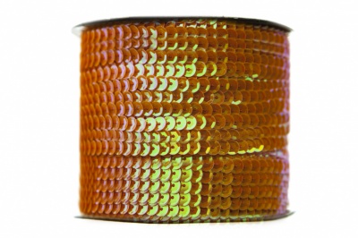 Пайетки "ОмТекс" на нитях, CREAM, 6 мм С / упак.73+/-1м, цв. 88 - оранжевый - купить в Астрахани. Цена: 300.55 руб.