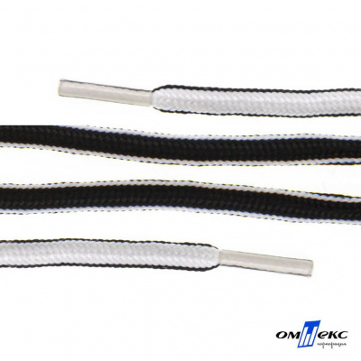 Шнурки #4-27, круглые 130 см, двухцветные (черно/белый) - купить в Астрахани. Цена: 47.04 руб.