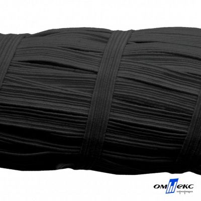 Резиновые нити с текстильным покрытием, шир. 6 мм (55 м/уп), цв.-черный - купить в Астрахани. Цена: 210.75 руб.