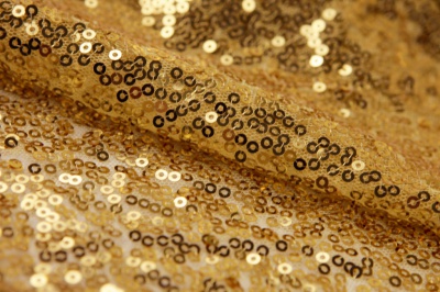 Сетка с пайетками №6, 188 гр/м2, шир.130см, цвет золото - купить в Астрахани. Цена 371.02 руб.