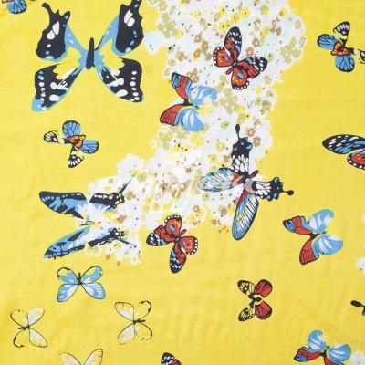 Плательная ткань "Софи" 7.2, 75 гр/м2, шир.150 см, принт бабочки - купить в Астрахани. Цена 241.49 руб.