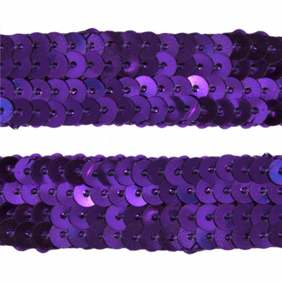 Тесьма с пайетками 12, шир. 20 мм/уп. 25+/-1 м, цвет фиолет - купить в Астрахани. Цена: 778.19 руб.