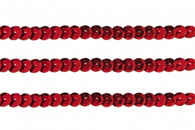 Пайетки "ОмТекс" на нитях, SILVER-BASE, 6 мм С / упак.73+/-1м, цв. 3 - красный - купить в Астрахани. Цена: 468.37 руб.