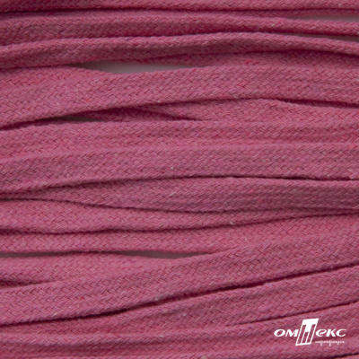 Шнур плетеный d-8 мм плоский, 70% хлопок 30% полиэстер, уп.85+/-1 м, цв.1029-розовый - купить в Астрахани. Цена: 735 руб.