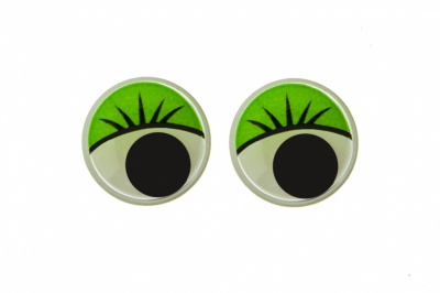 Глазки для игрушек, круглые, с бегающими зрачками, 15 мм/упак.50+/-2 шт, цв. -зеленый - купить в Астрахани. Цена: 113.01 руб.