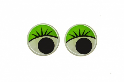 Глазки для игрушек, круглые, с бегающими зрачками, 12 мм/упак.50+/-2 шт, цв. -зеленый - купить в Астрахани. Цена: 95.04 руб.