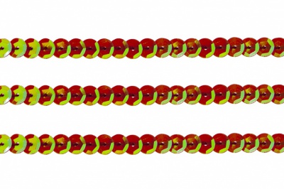 Пайетки "ОмТекс" на нитях, CREAM, 6 мм С / упак.73+/-1м, цв. 96 - красный - купить в Астрахани. Цена: 484.77 руб.