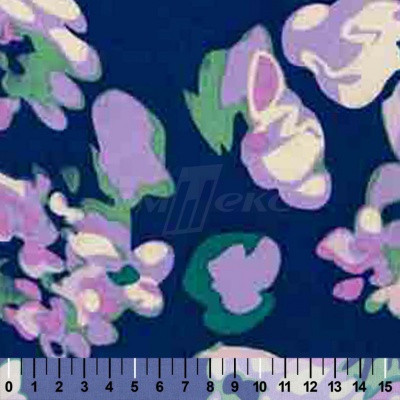 Штапель принт (100% вискоза) D4,C3, 110 гр/м2, шир.140см, принт цветы/василёк - купить в Астрахани. Цена 346.50 руб.