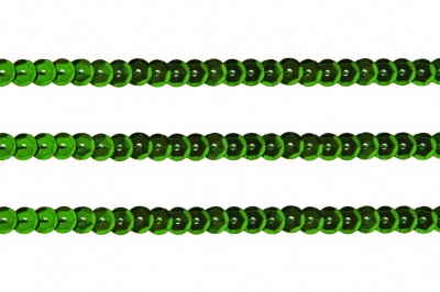 Пайетки "ОмТекс" на нитях, SILVER-BASE, 6 мм С / упак.73+/-1м, цв. 4 - зеленый - купить в Астрахани. Цена: 484.77 руб.