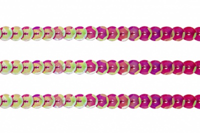 Пайетки "ОмТекс" на нитях, CREAM, 6 мм С / упак.73+/-1м, цв. 89 - розовый - купить в Астрахани. Цена: 468.37 руб.