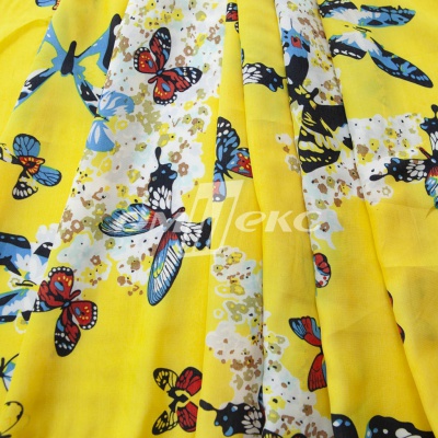 Плательная ткань "Софи" 7.2, 75 гр/м2, шир.150 см, принт бабочки - купить в Астрахани. Цена 241.49 руб.